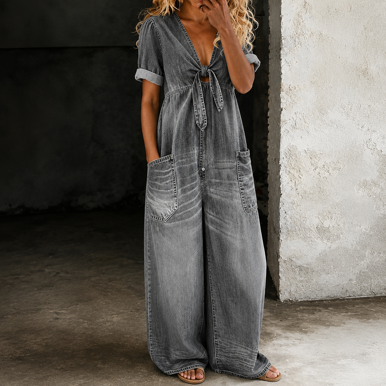 Maya | Denim-jumpsuit med vide ben