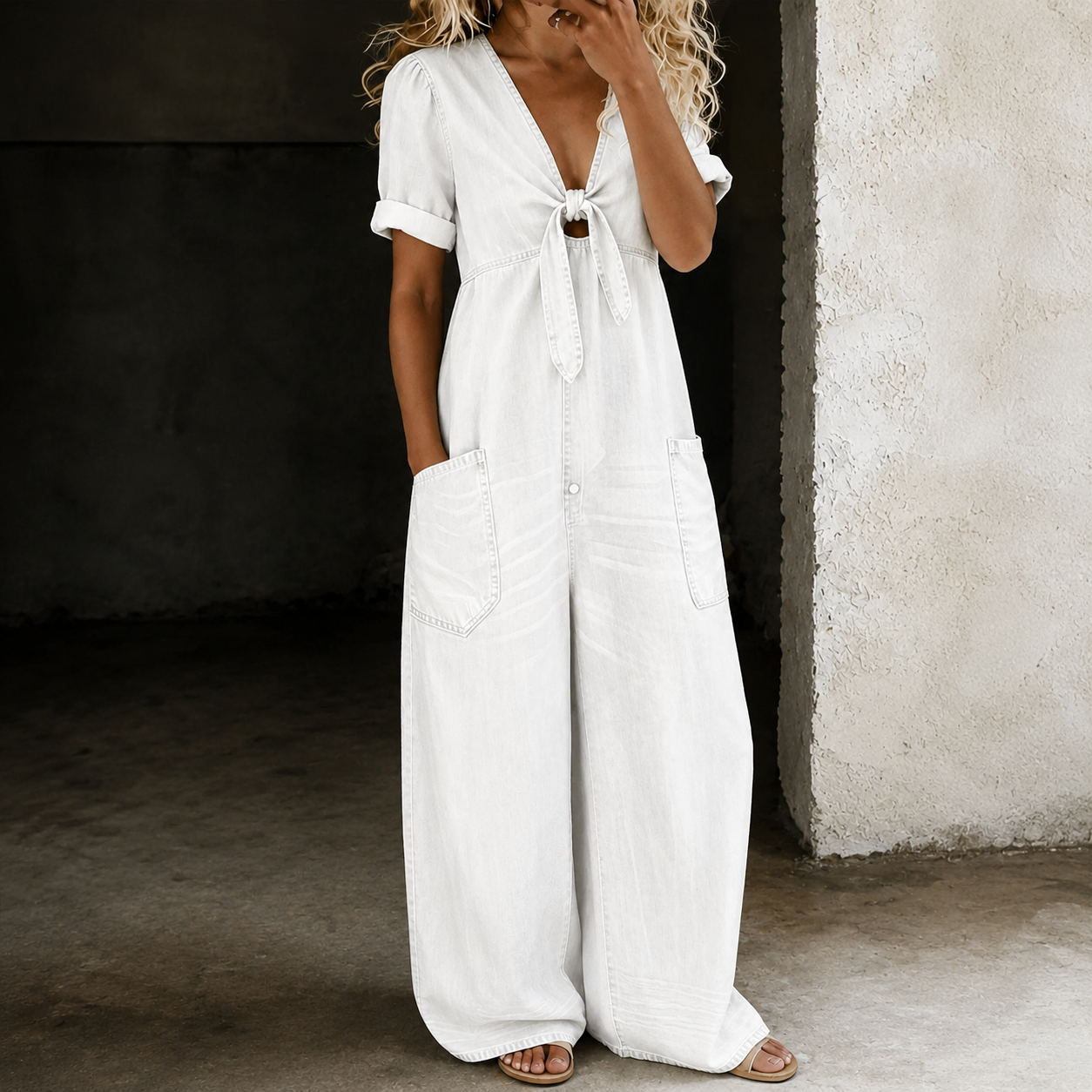 Maya | Denim-jumpsuit med vide ben