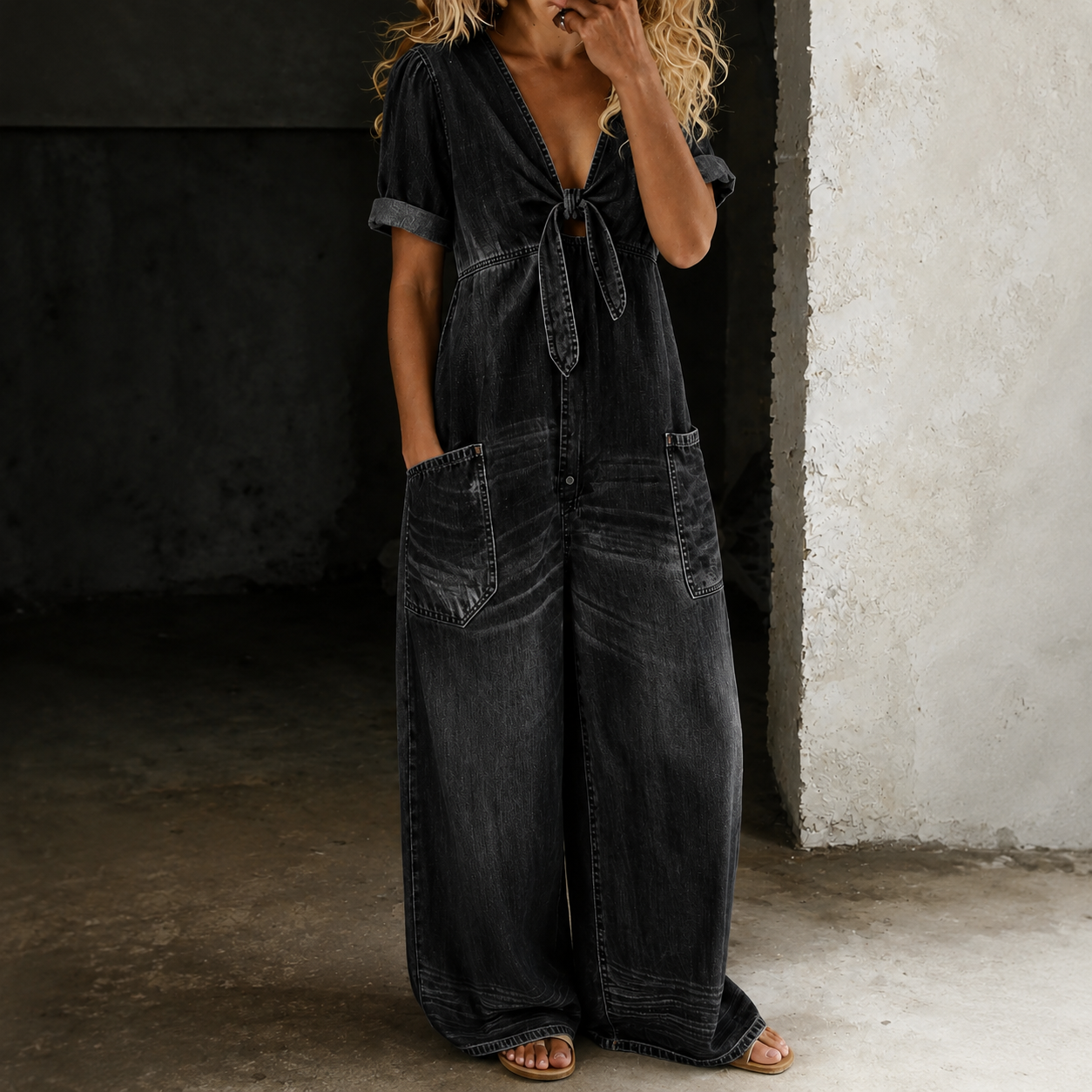 Maya | Denim-jumpsuit med vide ben