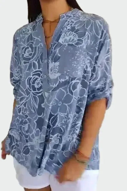 Johanne | Blå blomsterbluse