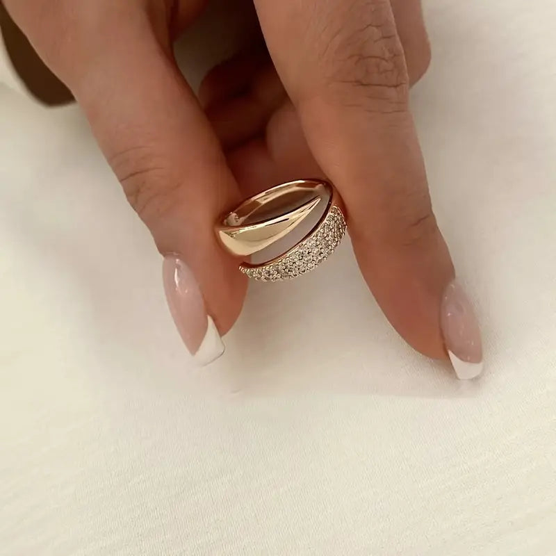 Elegant Guldring med Funklende Sten (1+1 GRATIS)