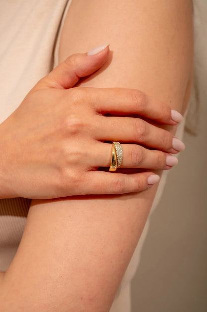 Elegant Guldring med Funklende Sten (1+1 GRATIS)